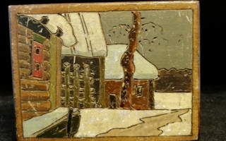 Vanha puinen Venäläinen käsinkoristeltu ja maalattu puurasia