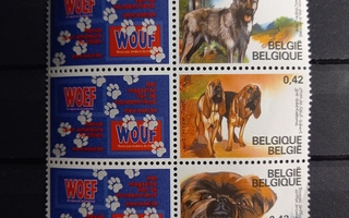 KOIRAT eläinaiheinen  blokki BELGIA 2002 **