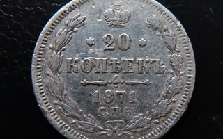 Venäjä 1871, Aleksanteri II, Hopea, 20 kopeekkaa, 1+