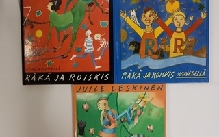 3 kpl Juice Leskinen: Räkä ja Roiskis kirjoja