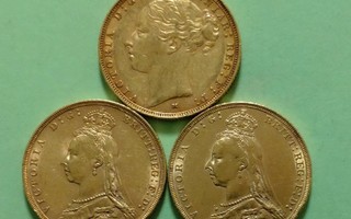 Englanti, Sovereign Victoria kulta rahat 1883, 1889 ja 1890