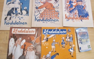 5 VANHAA Lehteä Koululainen 1945-1947 Kansi +Kuvitus Sign MK