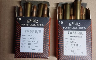 7x53 R patruunoita kaksi 10 kpl rasiaa