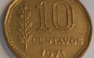 ARGENTINA  10 Centavos v.1971  KM#66    Circ.