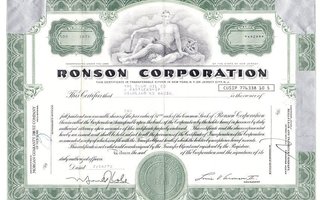 Ronson Corporotion. osakekirja