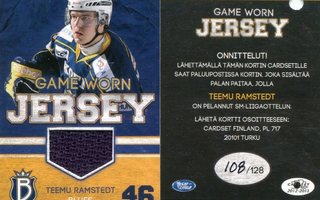2012-13 Cardset TEEMU RAMSTEDT Blues HIFK Jersey paitakortti