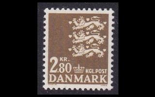 Tanska 586 ** Vaakuna 2,80 kr oliv.ruskea (1975)