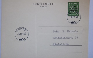 Postikortti Itä-Karjala Sot.Hallinto Soksu Leima 1944