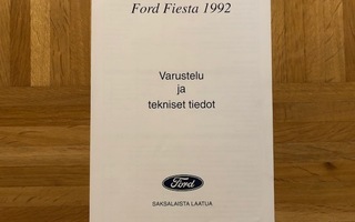 Esite Ford Fiesta 1992 varusteet ja tekniset tiedot