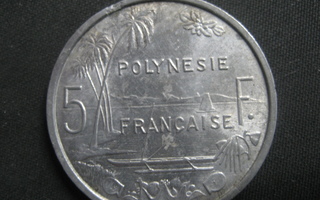 2.    Ranskan Polynesia  5 Francs  1965  KM # 4  Alumiini