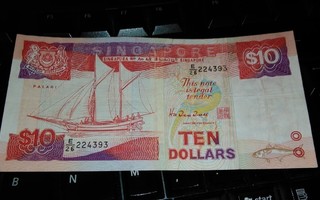 Singapore 10 Dollars 1988 sn393 VF