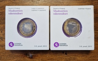 5 euro maakuntien rakennukset, Lappi ja Uusimaa