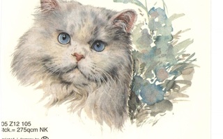Posliinisiirtokuva Vaalea kissa