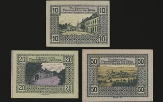 Itävalta Notgeld 10, 20, 50 Heller, Neumarkt 1920