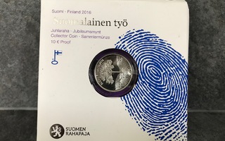 Suomalainen työ 10 € juhlaraha Proof hopea