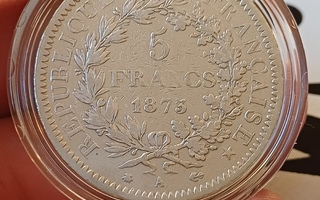 5 Francs 1873 iso hopea kolikko!
