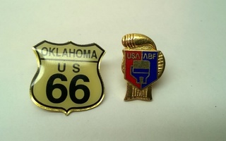 Oklahoma US 66 ja USA/ABF nyrkkeily pinssi