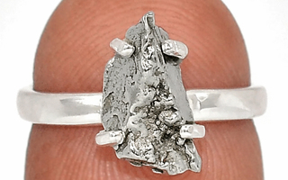 Rauta meteoriitti hopea sormus 16+mm kide terävä yksittäinen