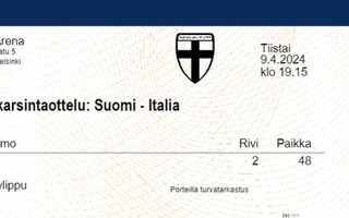 Helmareiden EM-karsintaottelu Ti 9.4. klo 19.15 Suomi–Italia