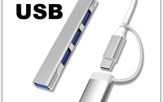 4-porttinen USB C-tyyppi - USB A -hubi + adapteri