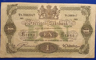 Ruotsi 1 krona 1921 seteli (kotia)