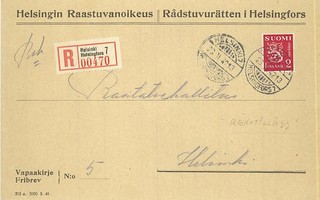 1932 2mk punainen leijona vapaakirjeen kirjausmaksuna