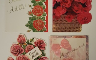 Äitienpäiväkortti, kulkenut 4kpl, ruusuaihe