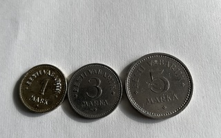 Eesti 1 mark 1924,3 marka ja 5 marka 1922