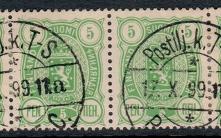 Postivaunuleima Postilj.k.T-S  Hieno 4-rivilö 1899 PK800/12