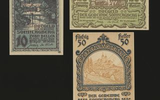 Itävalta Notgeld 10, 20, 50 Heller, Sonntagberg