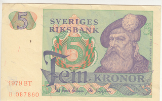 5 kr  ruotsi  1979 bt   b087860   kl  8