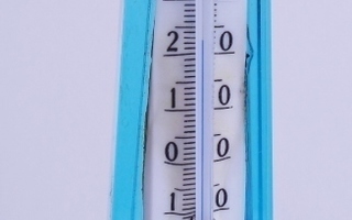 Lämpömittari  sininen lasi korkeus 17cm  hyvin kaunis