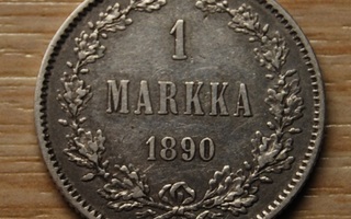1 Markka 1890 Aleksanteri III  Hopeaa