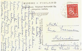 1952 postikortti - Velj.Karhumäki ilmavalkuva Tampere