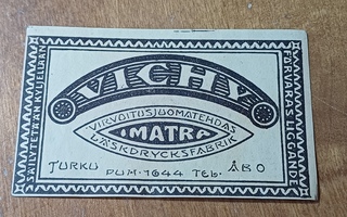 Vichy virvoitusjuomatehdas Imatra Turku etiketti.