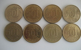 50 PENNIÄ 1964 - 1987  8 KPL