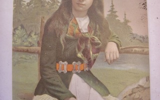 VANHA Postikortti Kansallispuku Karjala 1890-l Litografia