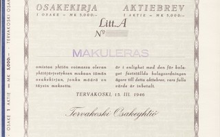 1946 Tervakoski Oy bla,  osakekirja