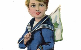 WANHA / Merimiesasuinen poika lippu olallaan. 1930-l.