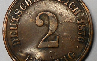 Saksa. 2 pfennig 1876A.