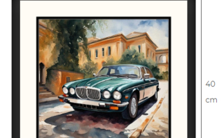 Uusi Jaguar XJ taulu 40 cm x 40 cm kehyksineen