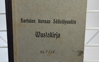 Hartolan kunnan Säästöpankin vastakirja v.1911