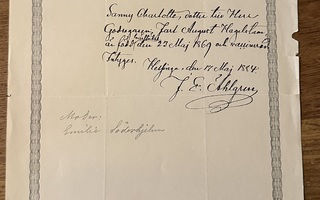 Helsinge papinkirja(n ote). 1884 kirkkoherra Ahlgren
