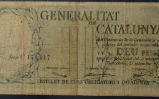 Espanja, Catalunya 1936 10 Pesetas