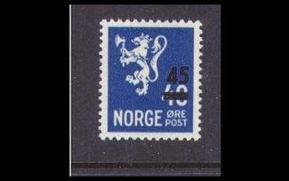 Norja 347 ** Leijonatyyppi III 45/40 öre (1949)