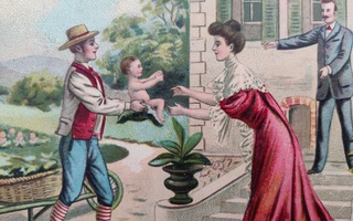 Vanha postikortti vauva kaalimaalta