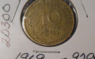 RANSKA  10 Centimes  v.1969  KM#929  Circ