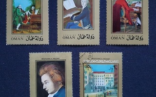 Oman 5 postituoretta Mozart-postimerkkiä **