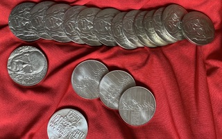 Juhlaraha, hopeaa, 10 markkaa  18 kpl