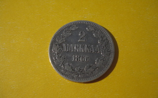 2 markkaa 1866 - hopeaa